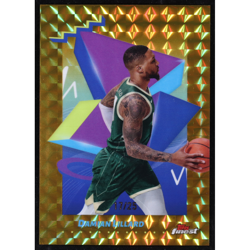 Damian Lillard 2024-25 Finest Gold Geometric Refractors #149 #17/25 at PristineAuction.com