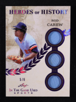 Rod Carew 2025 Leaf ITG Used Sports Heroes Of History Triple Relic Purple Foil #HH71 #5/6 at PristineAuction.com