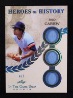 Rod Carew 2025 Leaf ITG Used Sports Heroes Of History Triple Relic Turquoise Foil #HH71 #4/7 at PristineAuction.com
