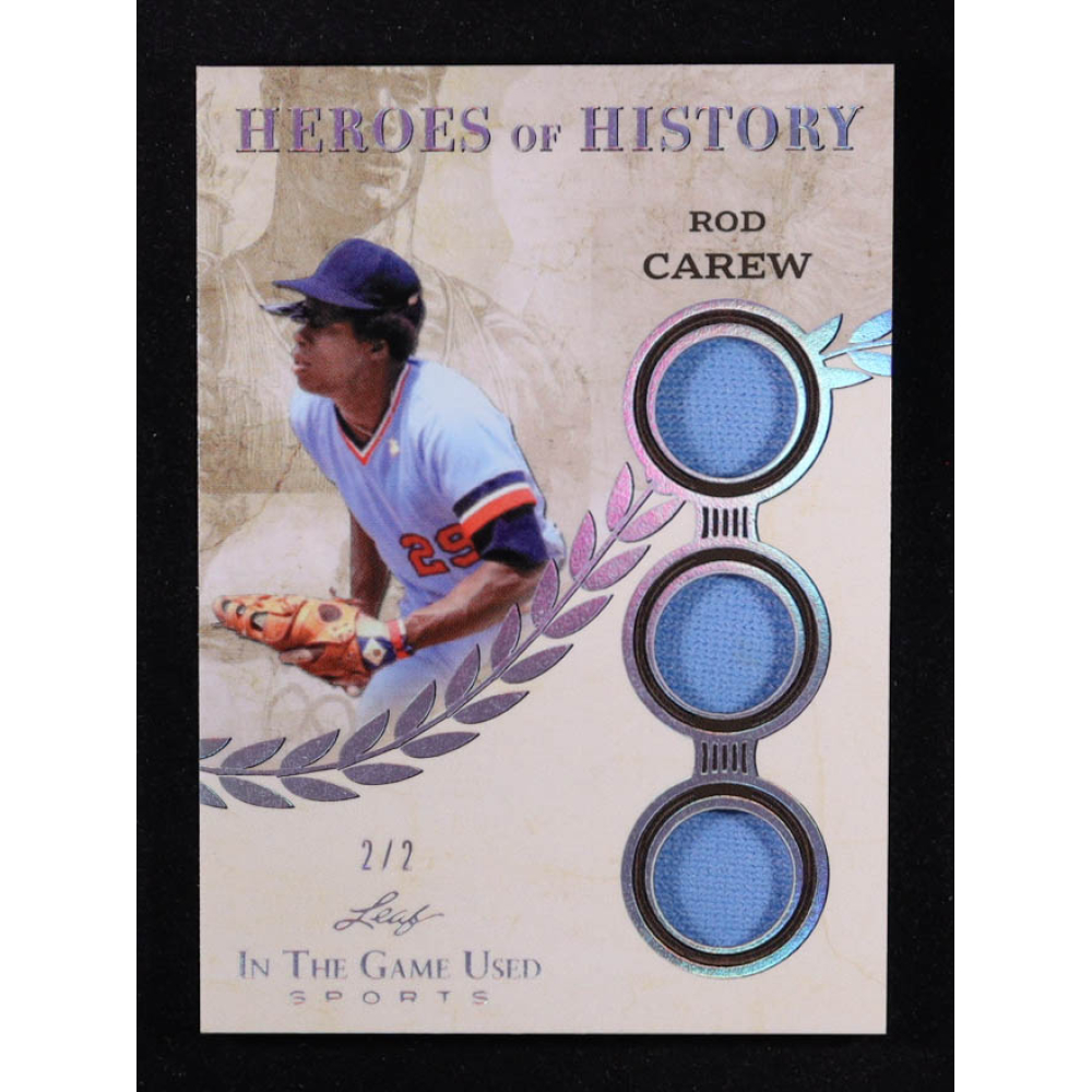 Rod Carew 2025 Leaf ITG Used Sports Heroes Of History Triple Relic Silver Foil #HH71 #2/2 at PristineAuction.com