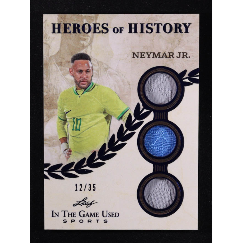 Neymar Junior 2025 Leaf ITG Used Sports Heroes Of History Triple Relic Blue Foil #HH60 #12/35 at PristineAuction.com