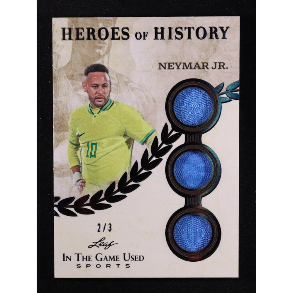 Neymar Junior 2025 Leaf ITG Used Sports Heroes Of History Triple Relic Black Foil #HH60 #2/3 at PristineAuction.com