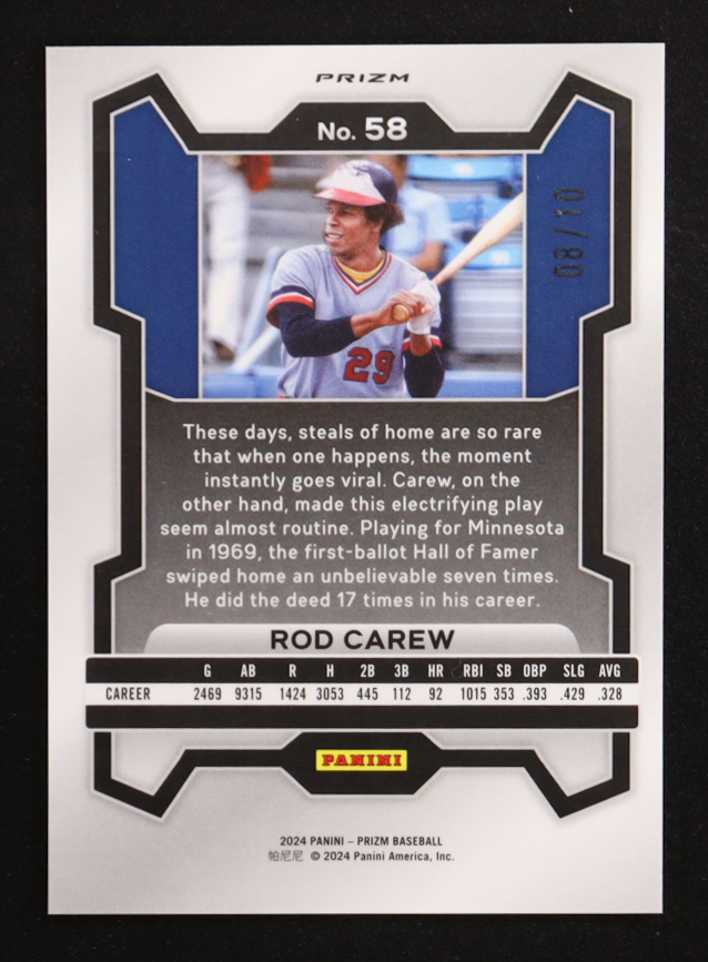 Rod Carew 2024 Panini Prizm Prizms Gold #58 #08/10 at PristineAuction.com Rod Carew 2024 Panini Prizm Prizms Gold #58 #08/10 at PristineAuction.com