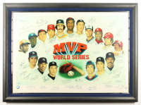 Johnny Bench, Mariano Rivera, Reggie Jackson | World Series MVP's LE Custom Framed Lithograph on Canvas Signed & Inscribed By (37) (JSA) at PristineAuction.com