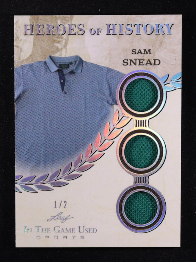 Sam Snead 2025 Leaf ITG Used Sports Heroes Of History Triple Relic Silver Foil #HH76 #1/2 at PristineAuction.com Sam Snead 2025 Leaf ITG Used Sports Heroes Of History Triple Relic Silver Foil #HH76 #1/2 at PristineAuction.com
