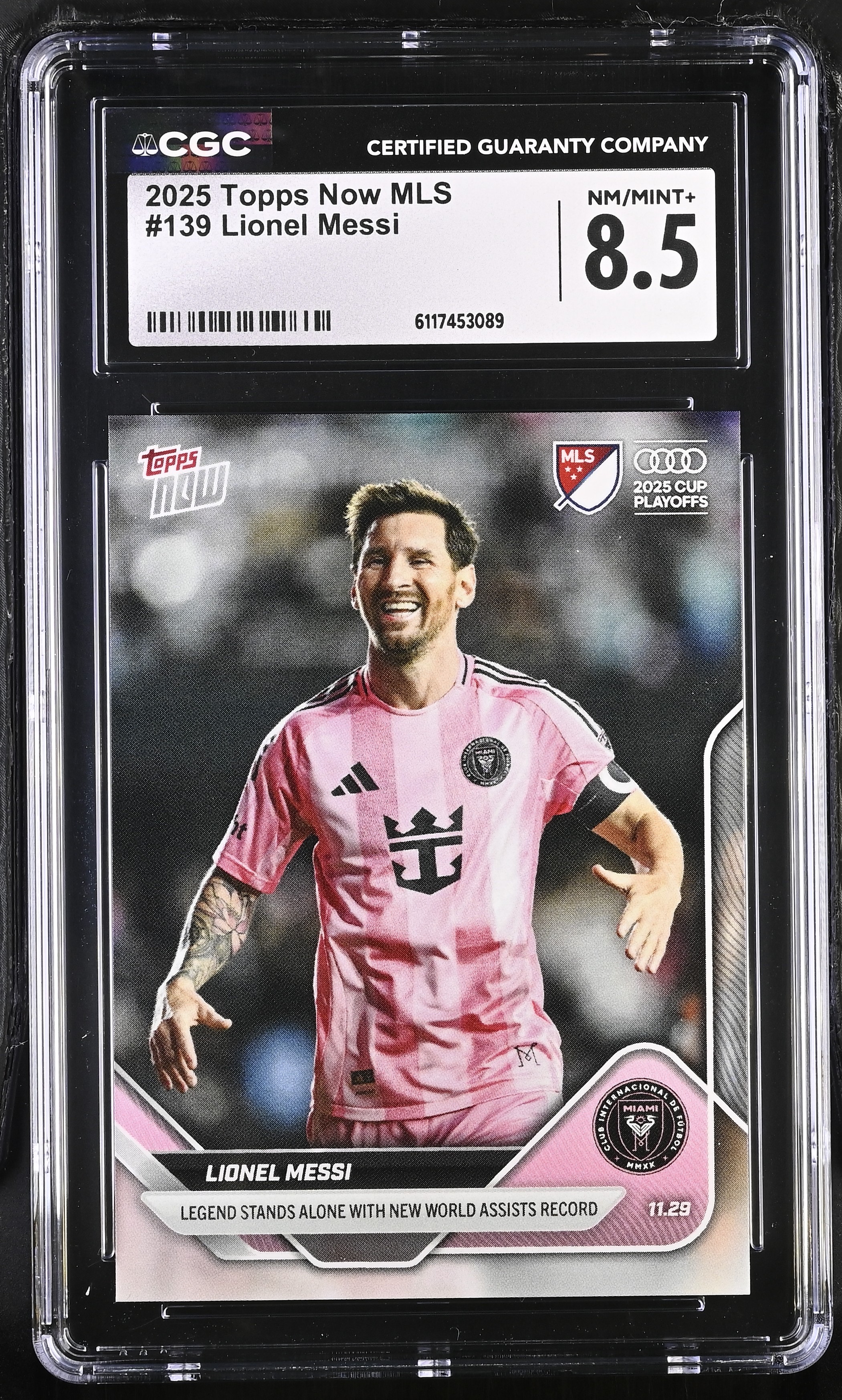 Lionel Messi 2025 Topps Now MLS #139 (CGC 8.5) at PristineAuction.com Lionel Messi 2025 Topps Now MLS #139 (CGC 8.5) at PristineAuction.com