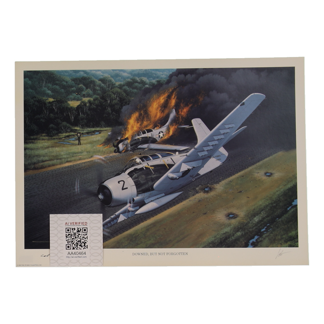 Col. Bernard Fisher Signed Stan Stokes "Downed, But Not Forgotten" Lithograph Inscribed "CMOH" (AIV) at PristineAuction.com Col. Bernard Fisher Signed Stan Stokes "Downed, But Not Forgotten" Lithograph Inscribed "CMOH" (AIV) at PristineAuction.com