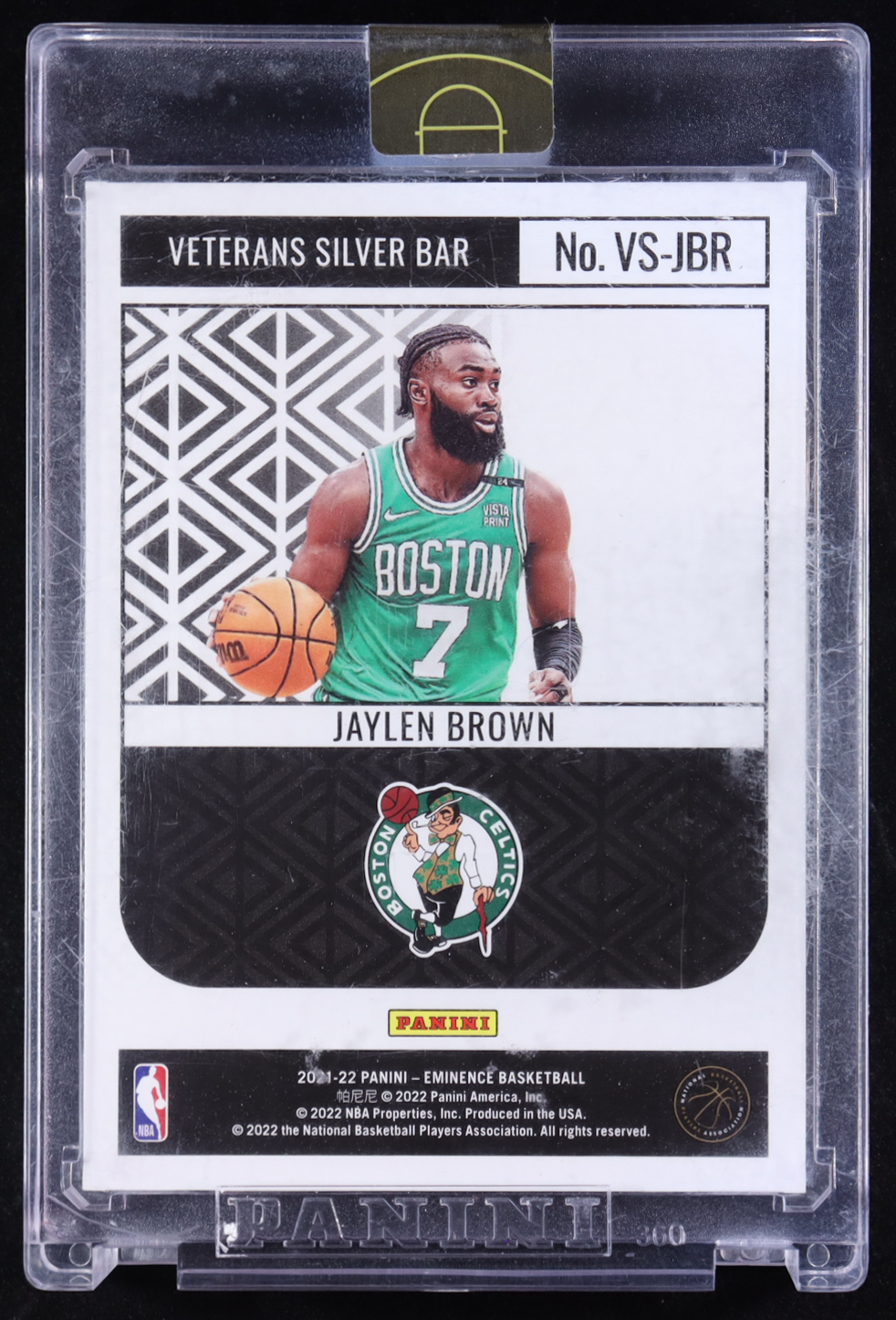 Jaylen Brown 2021-22 Panini Eminence Veterans Silver Bar #VS-JBR #4/6 at PristineAuction.com Jaylen Brown 2021-22 Panini Eminence Veterans Silver Bar #VS-JBR #4/6 at PristineAuction.com