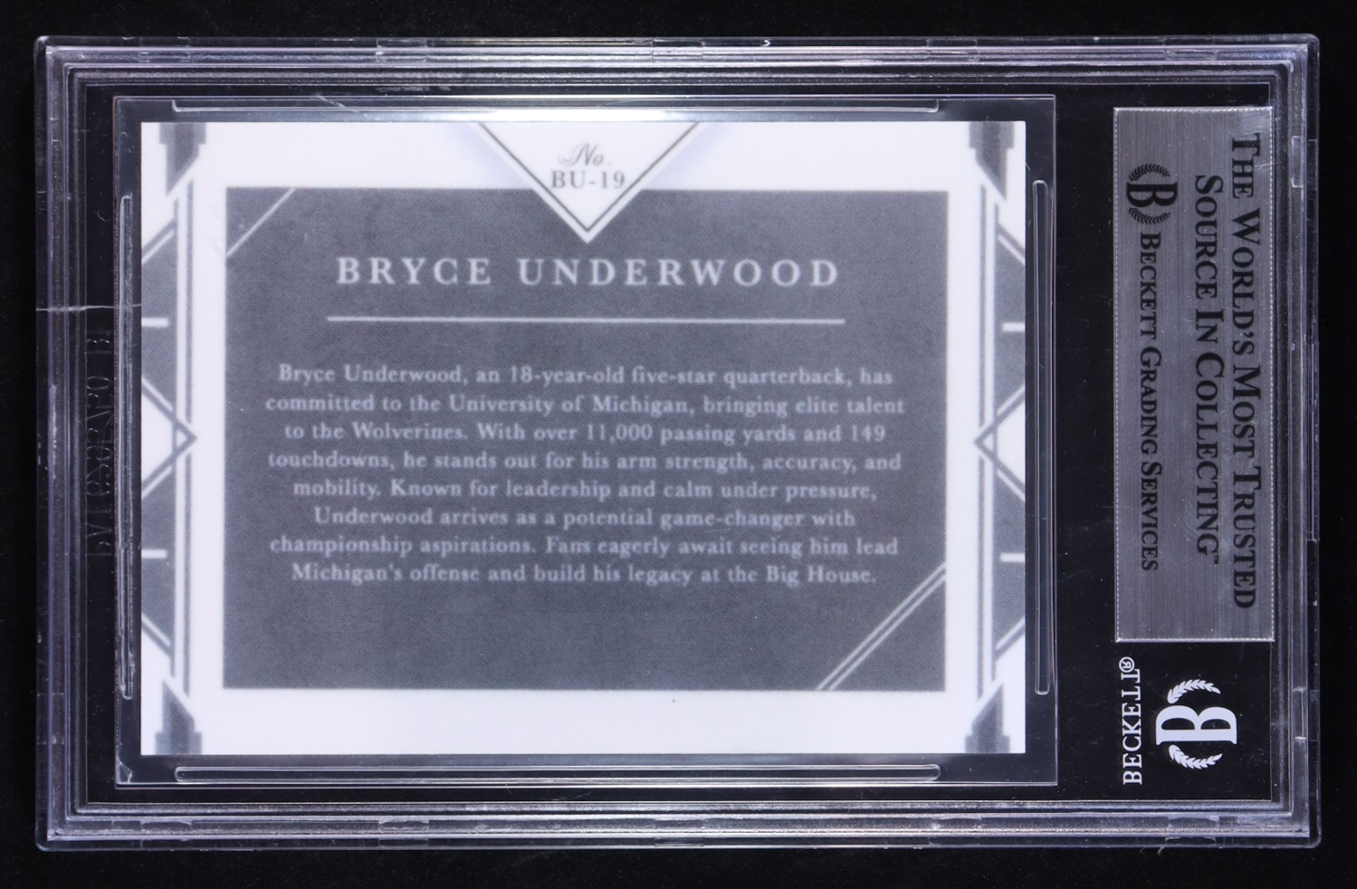 Bryce Underwood Signed Custom Trading Card Five Star #BU-19 RC (BGS) at PristineAuction.com Bryce Underwood Signed Custom Trading Card Five Star #BU-19 RC (BGS) at PristineAuction.com