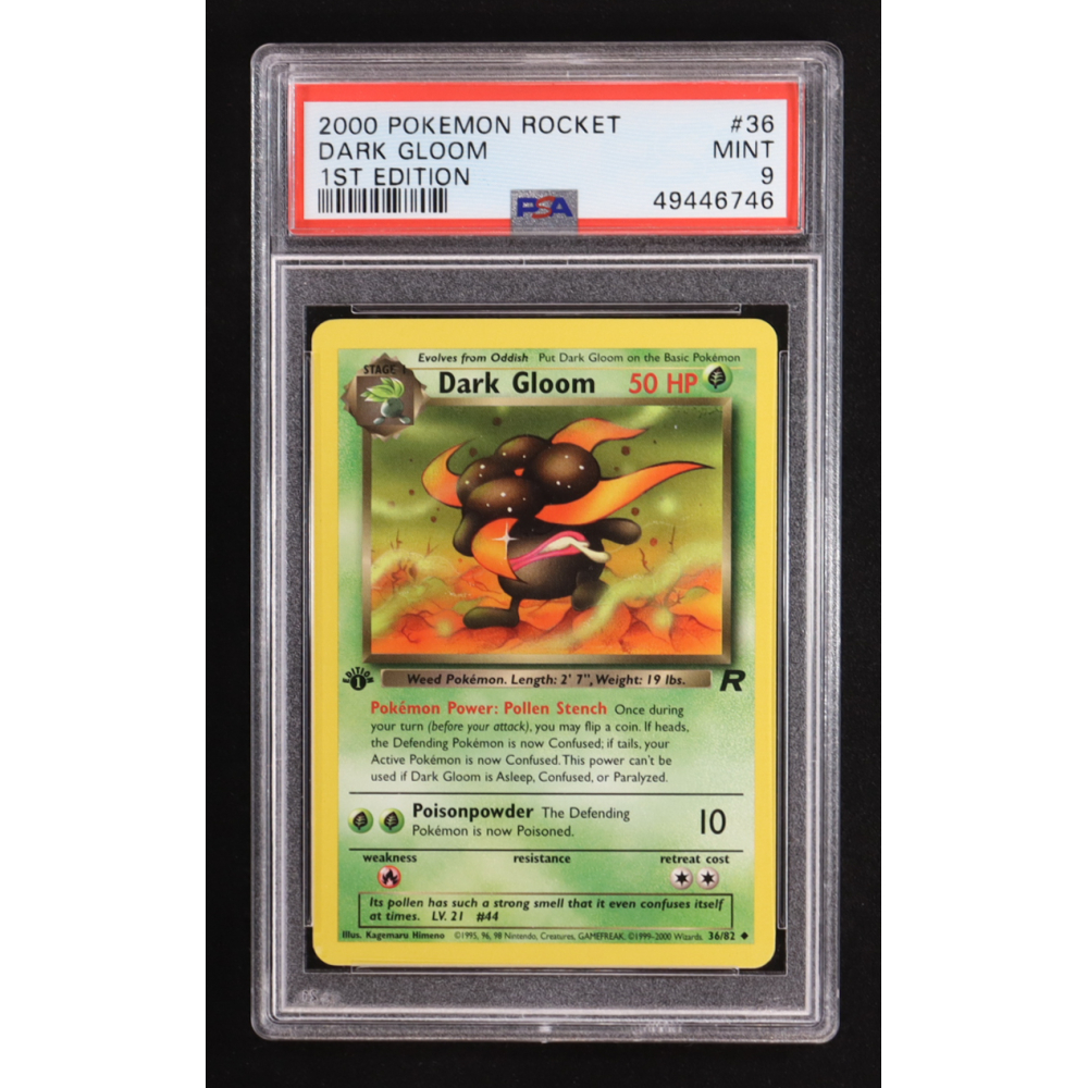Dark Gloom 2000 Pokemon Team Rocket 1st Edition #36 (PSA 9) at PristineAuction.com