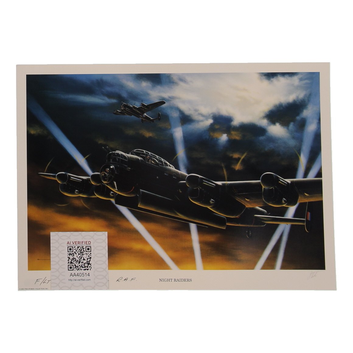 Robert Ferguson Signed Stan Stokes "Night Raiders" Lithograph Inscribed "F/LT" & "R.A.F." (AIV) at PristineAuction.com Robert Ferguson Signed Stan Stokes "Night Raiders" Lithograph Inscribed "F/LT" & "R.A.F." (AIV) at PristineAuction.com