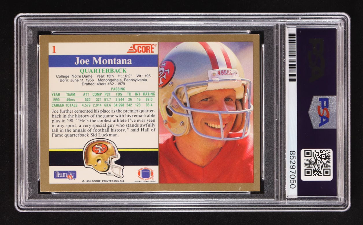 Joe Montana Signed 1991 Score #1 (PSA | Autograph Graded 10) at PristineAuction.com Joe Montana Signed 1991 Score #1 (PSA | Autograph Graded 10) at PristineAuction.com