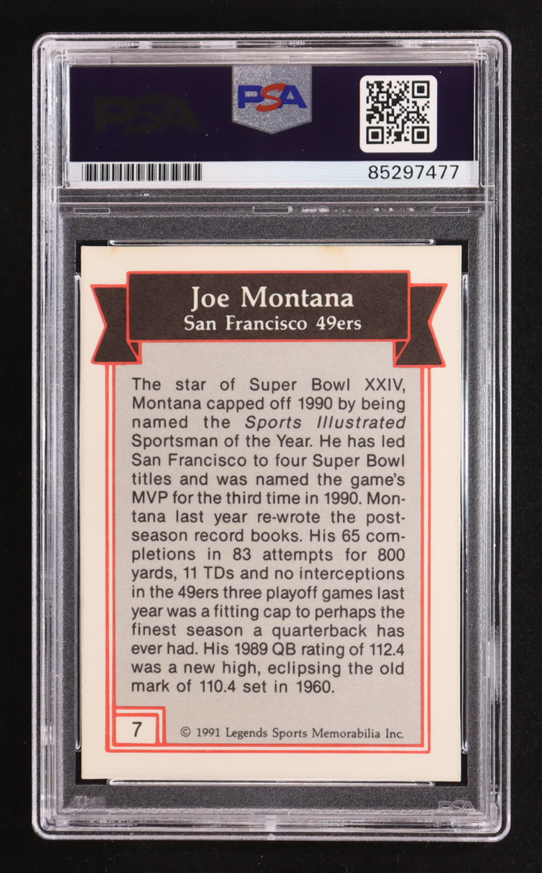 Joe Montana Signed 1991 Legends Magazine Insert Silver Border #7 (PSA | Autograph Graded 10) at PristineAuction.com Joe Montana Signed 1991 Legends Magazine Insert Silver Border #7 (PSA | Autograph Graded 10) at PristineAuction.com