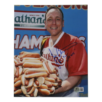 Joey Chestnut Signed 8x10 Photo Inscribed "Jaws" (Beckett) at PristineAuction.com
