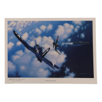 Archie Donahue Signed Stan Stokes "Angels Of Okinawa" Lithograph Inscribed "Col. USMC R" (AIV) at PristineAuction.com