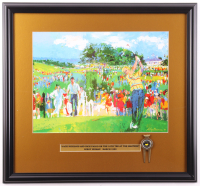 "Jack Nicklaus and Nick Faldo on the 10th Tee at The Masters" Custom Framed Leroy Neiman Art Print with Official Masters Divot Repair Tool at PristineAuction.com