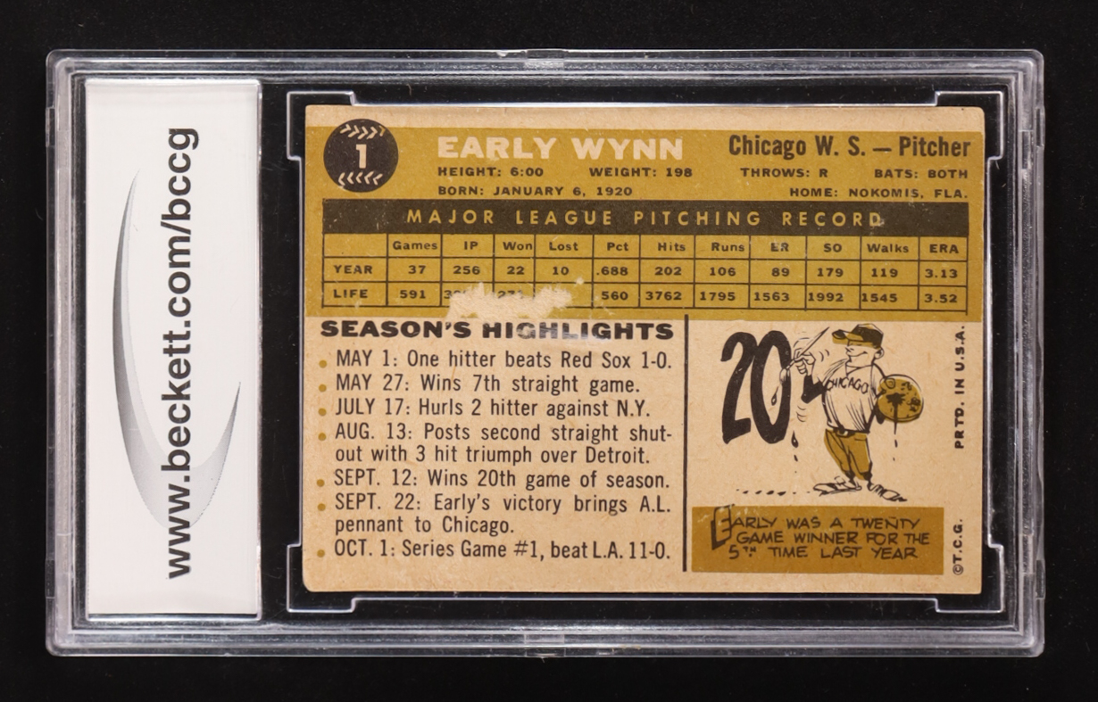 Early Wynn 1960 Topps #1 (BCCG 7) at PristineAuction.com Early Wynn 1960 Topps #1 (BCCG 7) at PristineAuction.com