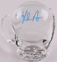 Nolan Ryan Signed Heavy Lead Crystal Baseball and Baseball Glove (PSA) at PristineAuction.com