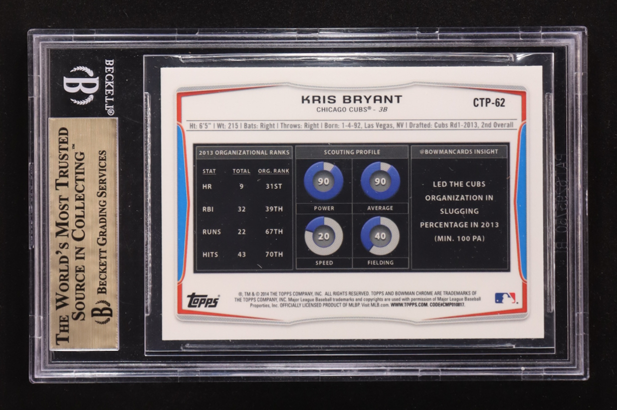 Kris Bryant 2014 Bowman Chrome Draft Top Prospects #CTP62 RC (BGS 9.5) at PristineAuction.com Kris Bryant 2014 Bowman Chrome Draft Top Prospects #CTP62 RC (BGS 9.5) at PristineAuction.com