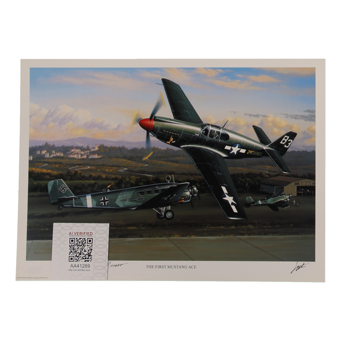 Michael T. Russo Signed Stan Stokes "The First Mustang Ace" Lithograph (AIV) at PristineAuction.com Michael T. Russo Signed Stan Stokes "The First Mustang Ace" Lithograph (AIV) at PristineAuction.com