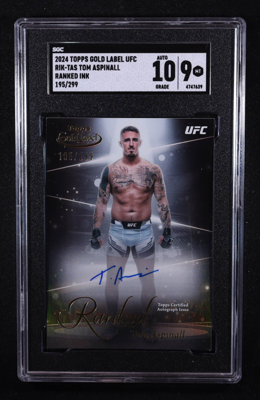 Tom Aspinall 2024 Topps Gold Label UFC Ranked Ink #RIK-TAS #195/299 (SGC 9 | Autograph Graded SGC 10) at PristineAuction.com Tom Aspinall 2024 Topps Gold Label UFC Ranked Ink #RIK-TAS #195/299 (SGC 9 | Autograph Graded SGC 10) at PristineAuction.com