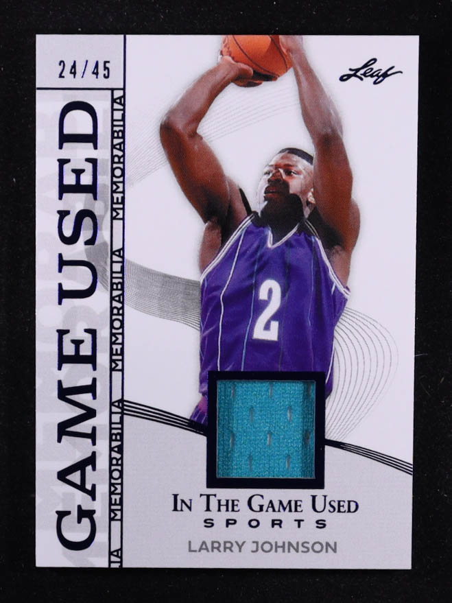 Larry Johnson 2025 Leaf ITG Used Sports Game Used Memorabilia Blue Foil JSY #GM25 #24/45 at PristineAuction.com Larry Johnson 2025 Leaf ITG Used Sports Game Used Memorabilia Blue Foil JSY #GM25 #24/45 at PristineAuction.com