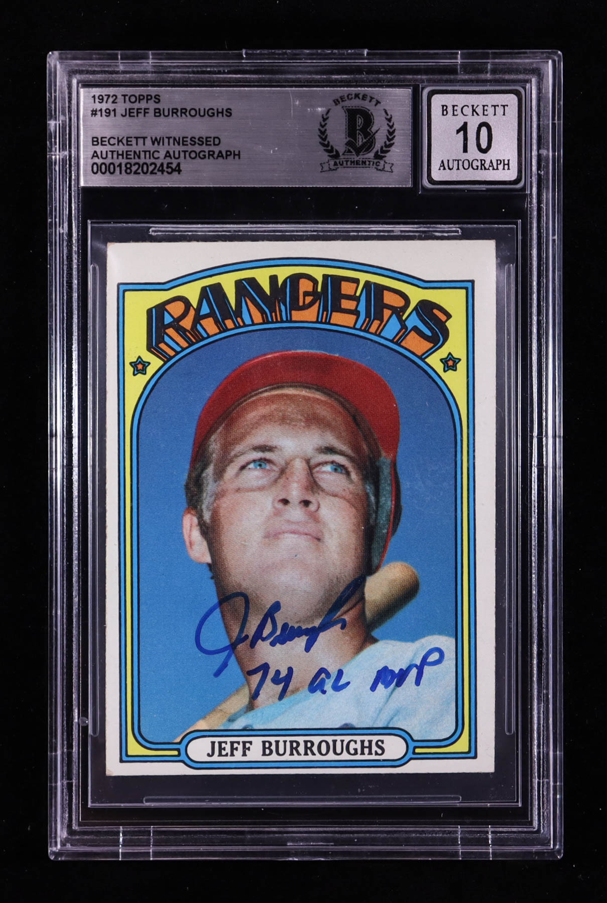 Jeff Burroughs Signed 1972 Topps #191 RC "'74 AL MVP" (BGS | Auto 10) at PristineAuction.com Jeff Burroughs Signed 1972 Topps #191 RC "'74 AL MVP" (BGS | Auto 10) at PristineAuction.com