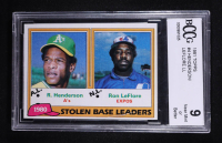 Rickey Henderson / Ron Leflore 1981 Topps Stolen Base Leaders #4 (BCCG 9) at PristineAuction.com