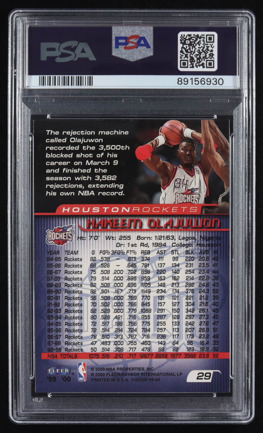 Hakeem Olajuwon 1999-00 Fleer Focus #29 (PSA 9) at PristineAuction.com Hakeem Olajuwon 1999-00 Fleer Focus #29 (PSA 9) at PristineAuction.com