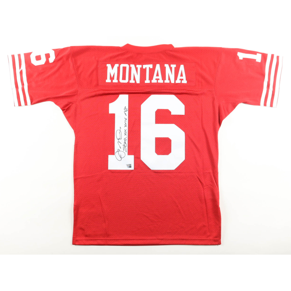 Joe Montana Signed 49ers Mitchel & Ness Authentic Jersey Inscribed "SB XVI XIX XXIV MVP" (Fanatics) at PristineAuction.com
