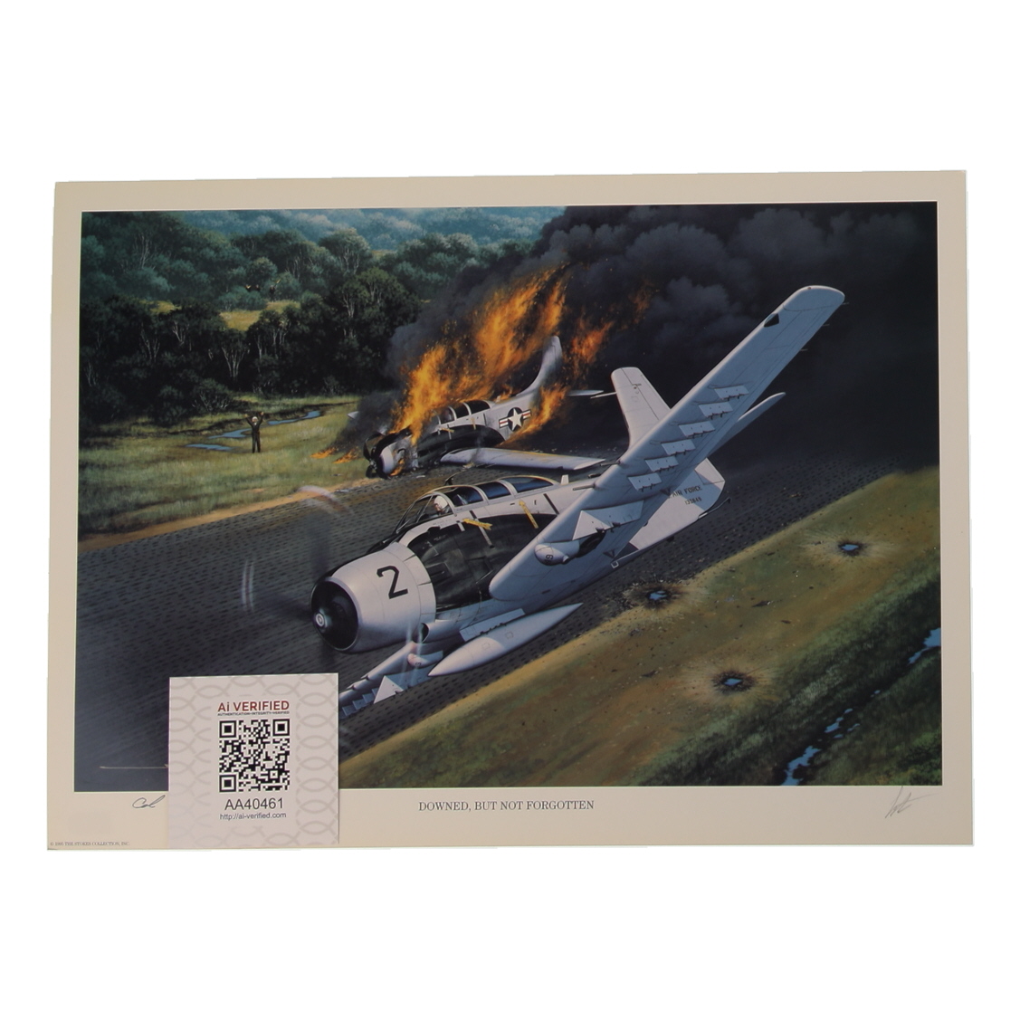 Col. Bernard Fisher Signed Stan Stokes "Downed, But Not Forgotten" Lithograph Inscribed "CMOH" (AIV) at PristineAuction.com Col. Bernard Fisher Signed Stan Stokes "Downed, But Not Forgotten" Lithograph Inscribed "CMOH" (AIV) at PristineAuction.com