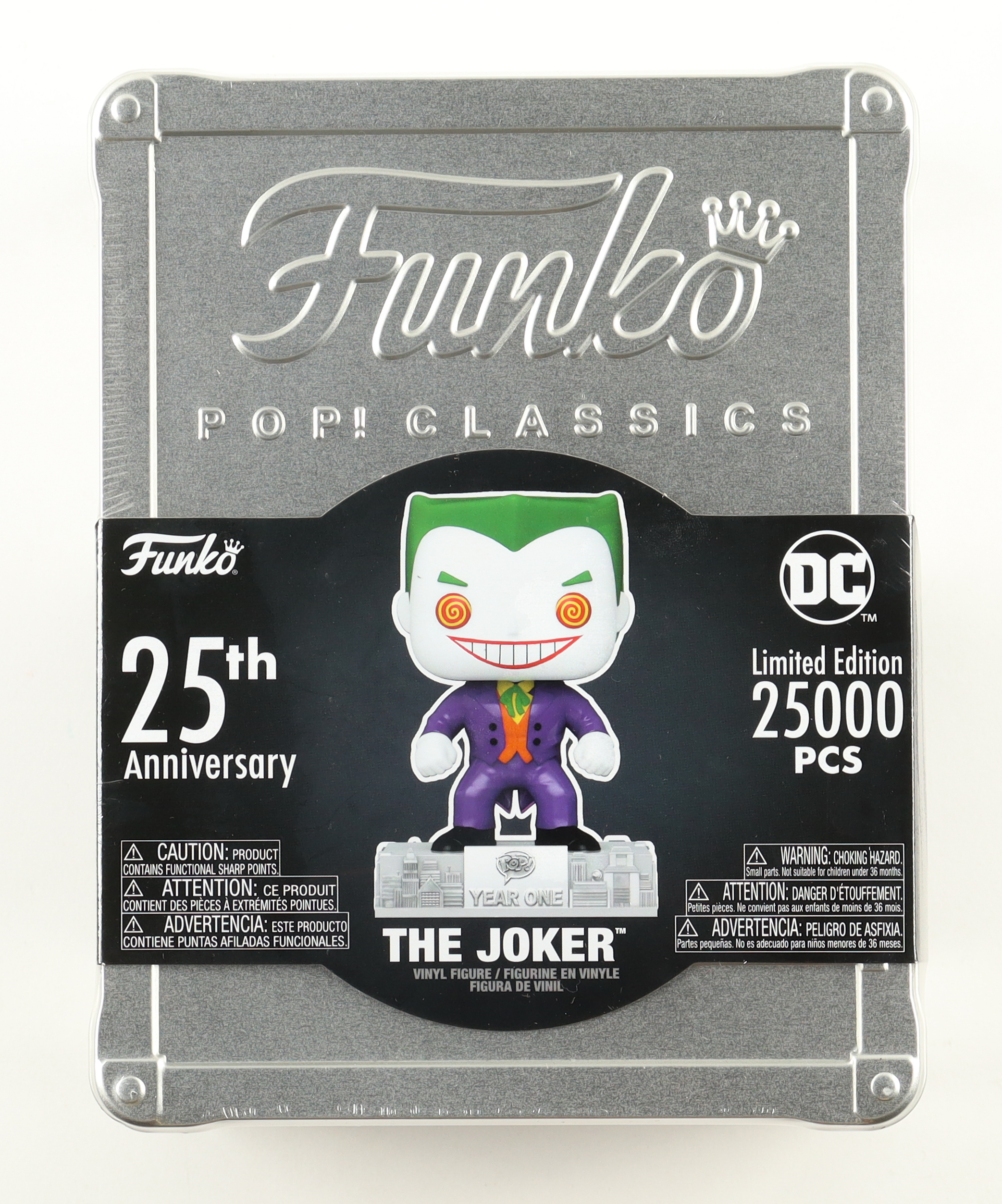 LE "DC" The Joker 25th Anniversary #06C Funko Pop! Vinyl Figure with Pop! Coin, Pop! Pin, & Foil Certificate Card at PristineAuction.com LE "DC" The Joker 25th Anniversary #06C Funko Pop! Vinyl Figure with Pop! Coin, Pop! Pin, & Foil Certificate Card at PristineAuction.com