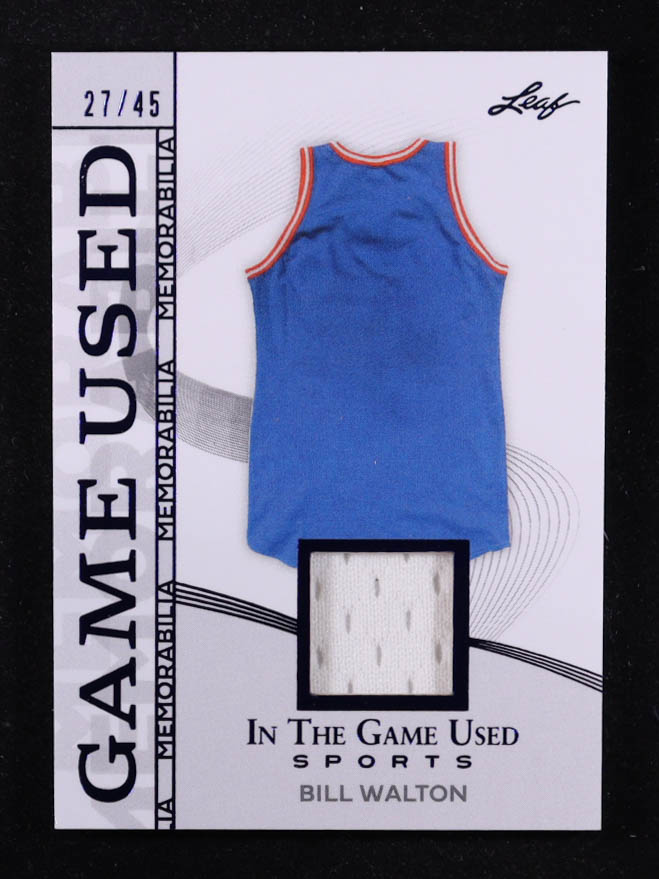 Bill Walton 2025 Leaf ITG Used Sports Game Used Memorabilia Blue Foil JSY #GM6 #27/45 at PristineAuction.com Bill Walton 2025 Leaf ITG Used Sports Game Used Memorabilia Blue Foil JSY #GM6 #27/45 at PristineAuction.com