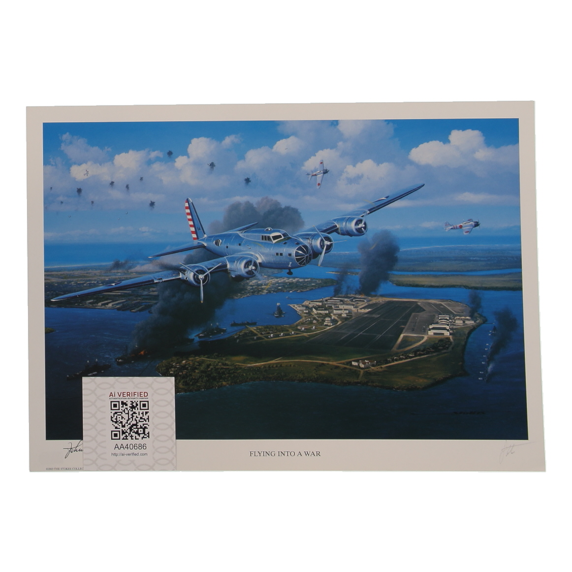 John "Davy" Crockett Signed Stan Stokes "Flying Into A War" Lithograph (AIV) at PristineAuction.com John "Davy" Crockett Signed Stan Stokes "Flying Into A War" Lithograph (AIV) at PristineAuction.com