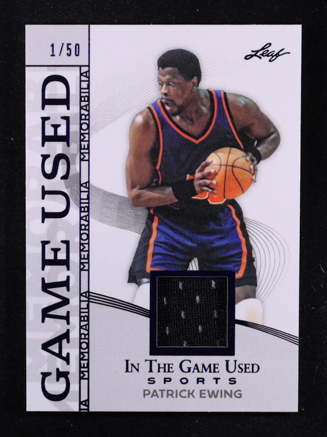 Patrick Ewing 2025 Leaf ITG Used Sports Game Used Memorabilia Blue Foil JSY #GM36 #1/50 at PristineAuction.com Patrick Ewing 2025 Leaf ITG Used Sports Game Used Memorabilia Blue Foil JSY #GM36 #1/50 at PristineAuction.com