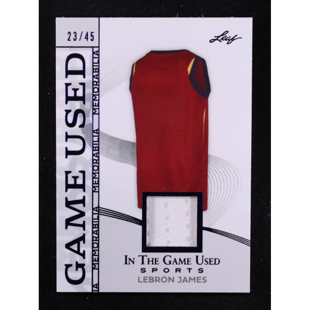 LeBron James 2025 Leaf ITG Used Sports Game Used Memorabilia Blue Foil JSY #GM26 #23/45 at PristineAuction.com