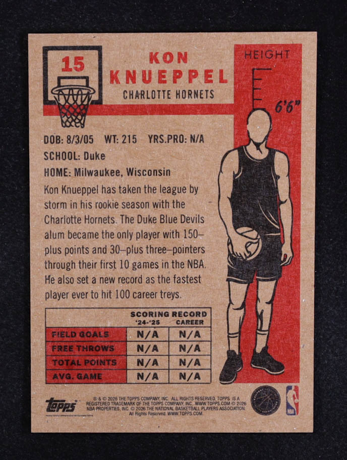 Kon Knueppel 2025-26 Topps Living #15 RC at PristineAuction.com Kon Knueppel 2025-26 Topps Living #15 RC at PristineAuction.com