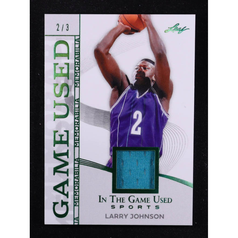 Larry Johnson 2025 Leaf ITG Used Sports Game Used Memorabilia Emerald Foil JSY #GM25 #2/3 at PristineAuction.com