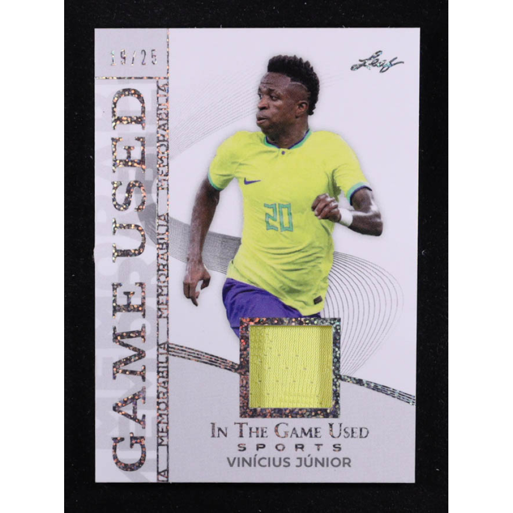 Vinicius Junior 2025 Leaf ITG Used Sports Game Used Memorabilia Silver Sparkle Foil JSY #GM49 #19/25 at PristineAuction.com