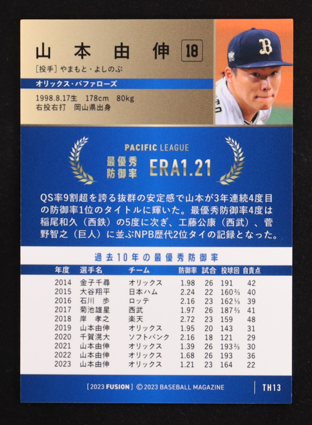 Yoshinobu Yamamoto 2023 BBM Fusion Title Holder #TH13 at PristineAuction.com Yoshinobu Yamamoto 2023 BBM Fusion Title Holder #TH13 at PristineAuction.com