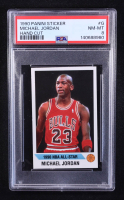 Michael Jordan 1990 Panini Sticker Hand Cut #G (PSA 8) at PristineAuction.com