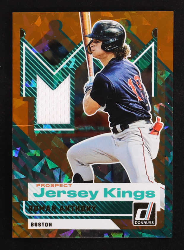 Roman Anthony 2025 Donruss Prospect Jersey Kings Orange Ice #9 at PristineAuction.com Roman Anthony 2025 Donruss Prospect Jersey Kings Orange Ice #9 at PristineAuction.com
