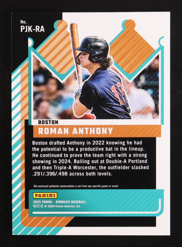 Roman Anthony 2025 Donruss Prospect Jersey Kings Orange Ice #9 at PristineAuction.com Roman Anthony 2025 Donruss Prospect Jersey Kings Orange Ice #9 at PristineAuction.com