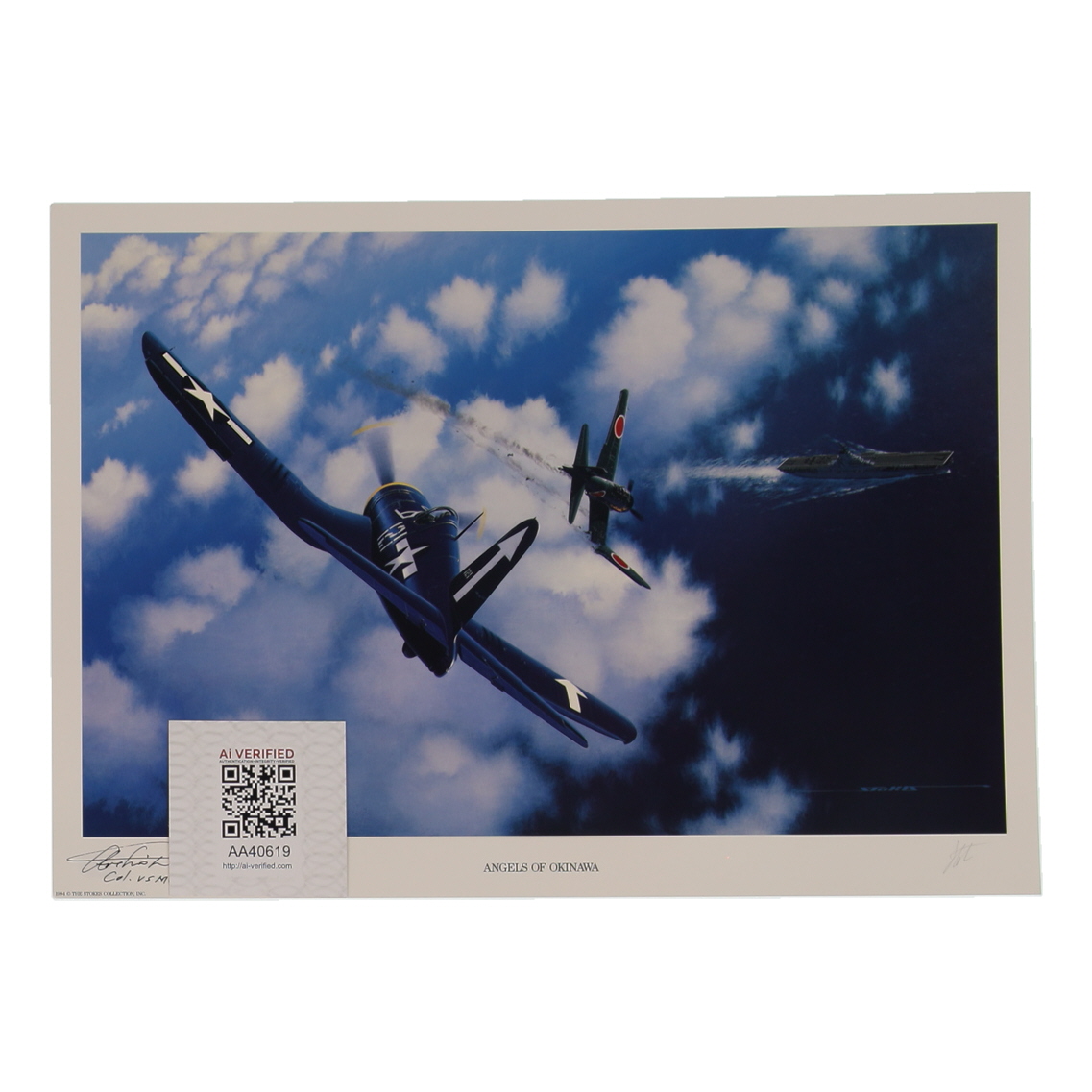 Archie Donahue Signed Stan Stokes "Angels Of Okinawa" Lithograph Inscribed "Col. USMC R" (AIV) at PristineAuction.com Archie Donahue Signed Stan Stokes "Angels Of Okinawa" Lithograph Inscribed "Col. USMC R" (AIV) at PristineAuction.com