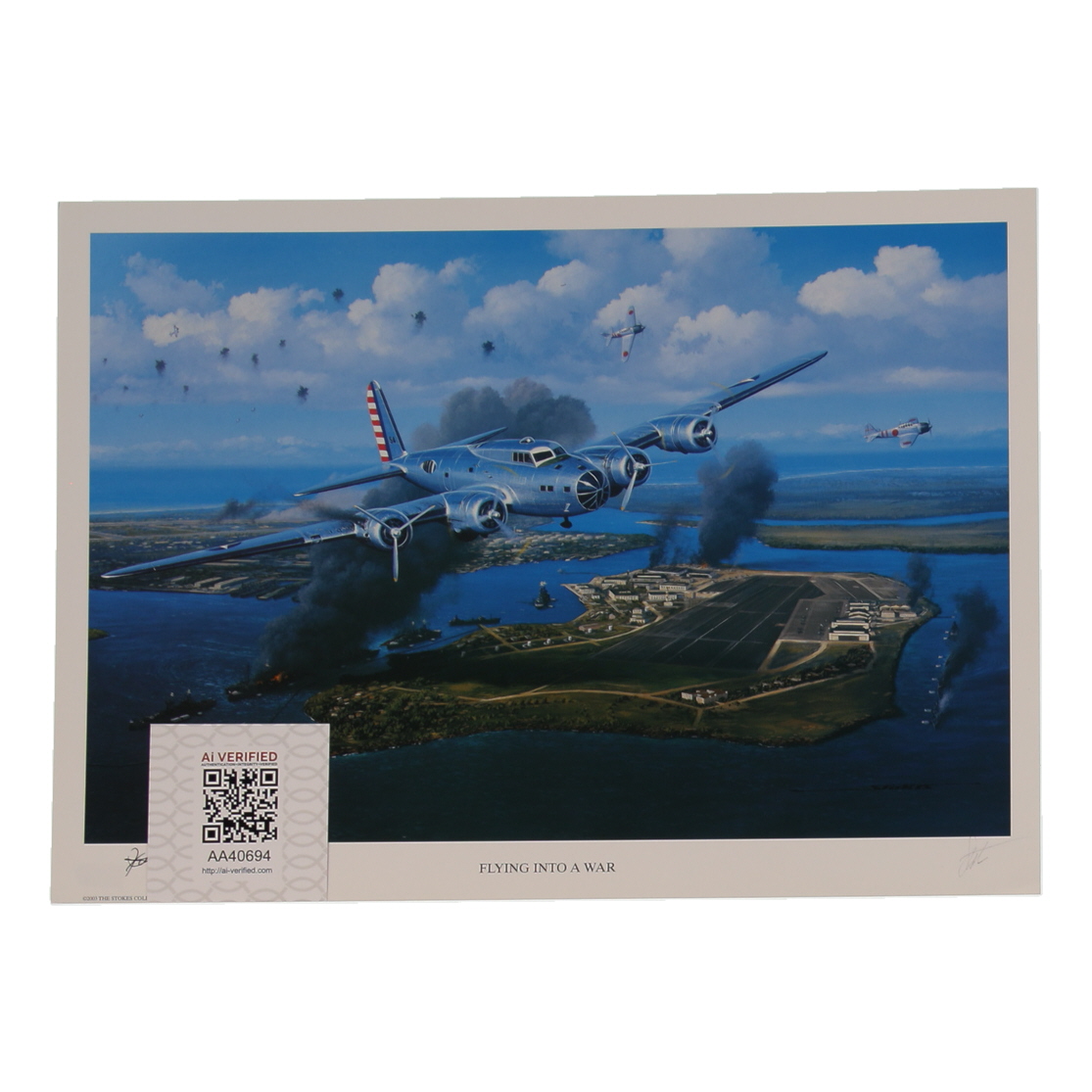 John "Davy" Crockett Signed Stan Stokes "Flying Into A War" Lithograph (AIV) at PristineAuction.com John "Davy" Crockett Signed Stan Stokes "Flying Into A War" Lithograph (AIV) at PristineAuction.com