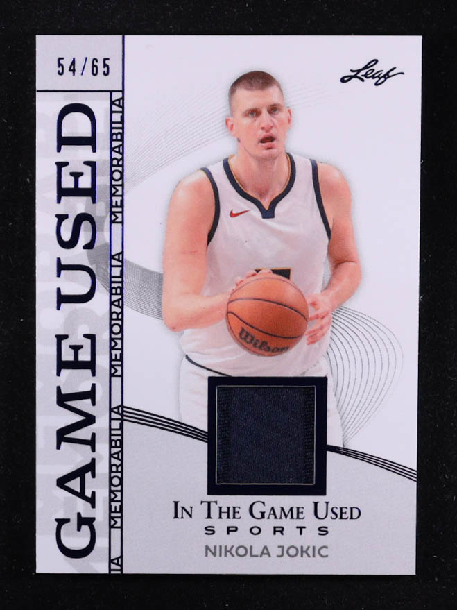 Nikola Jokic 2025 Leaf ITG Used Sports Game Used Memorabilia Blue Foil JSY #GM34 #54/65 at PristineAuction.com Nikola Jokic 2025 Leaf ITG Used Sports Game Used Memorabilia Blue Foil JSY #GM34 #54/65 at PristineAuction.com
