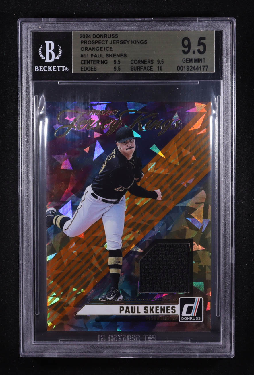 Paul Skenes 2024 Donruss Prospect Jersey Kings Orange Ice #PJK-PS RC (BGS 9.5) at PristineAuction.com Paul Skenes 2024 Donruss Prospect Jersey Kings Orange Ice #PJK-PS RC (BGS 9.5) at PristineAuction.com