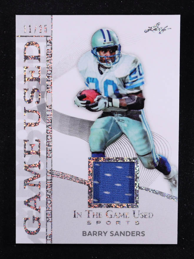 Barry Sanders 2025 Leaf ITG Used Sports Game Used Memorabilia Silver Sparkle Foil JSY #GM5 #11/25 at PristineAuction.com Barry Sanders 2025 Leaf ITG Used Sports Game Used Memorabilia Silver Sparkle Foil JSY #GM5 #11/25 at PristineAuction.com