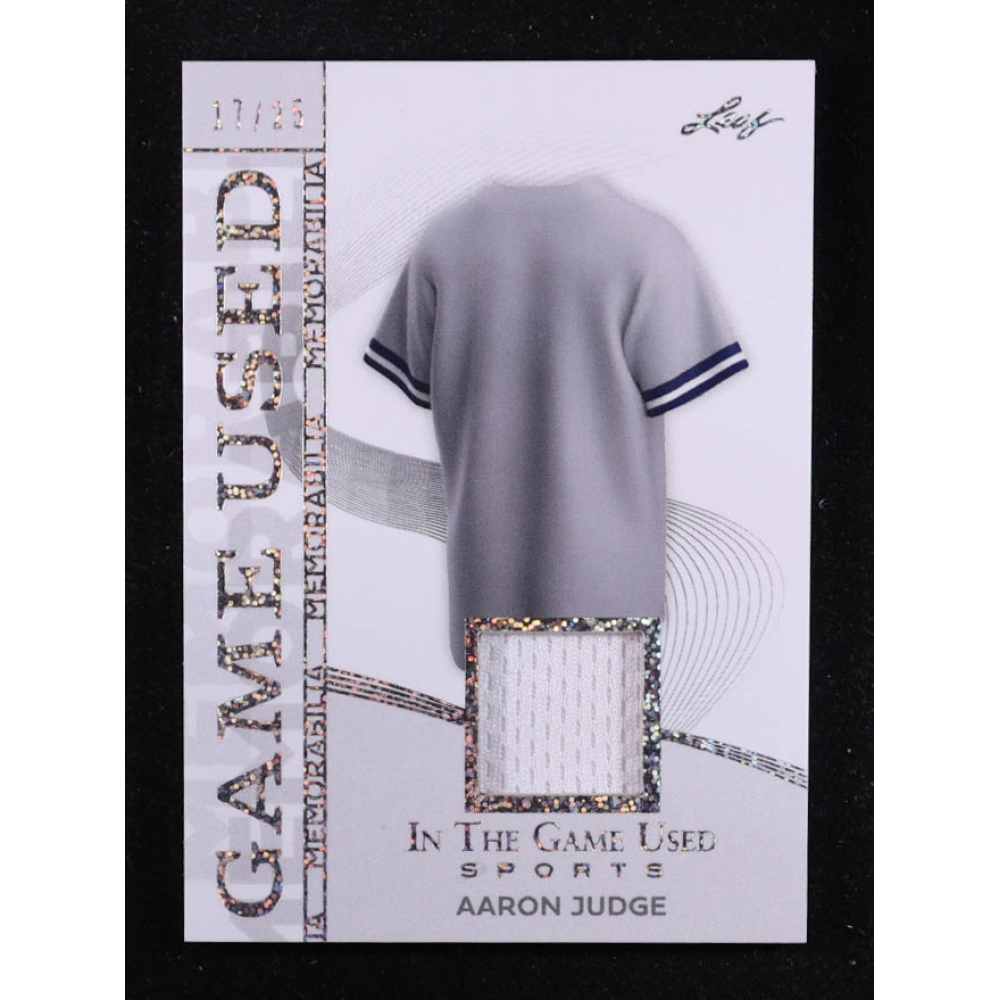 Aaron Judge 2025 Leaf ITG Used Sports Game Used Memorabilia Silver Sparkle Foil JSY #GM1 #17/25 at PristineAuction.com