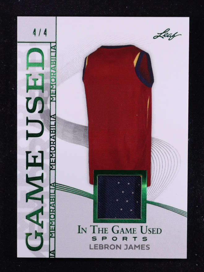 LeBron James 2025 Leaf ITG Used Sports Game Used Memorabilia Emerald Foil JSY #GM26 #4/4 at PristineAuction.com LeBron James 2025 Leaf ITG Used Sports Game Used Memorabilia Emerald Foil JSY #GM26 #4/4 at PristineAuction.com